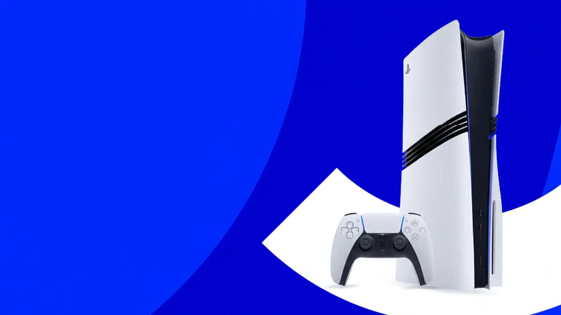 Consola PlayStation 5 con su mando DualSense sobre un fondo corporativo azul de DIGI.