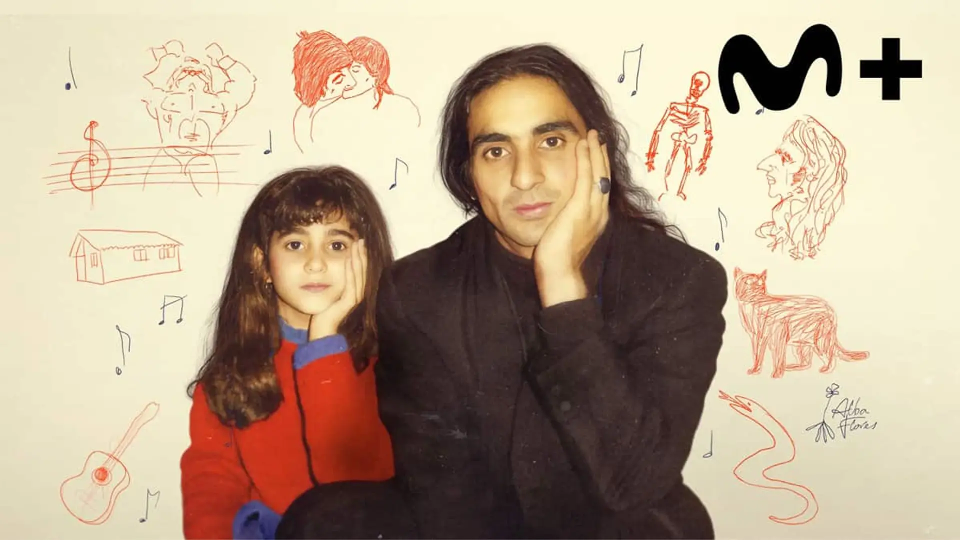 Imagen promocional del documental Flores para Antonio con el logo de Movistar Plus+ en la esquina superior derecha