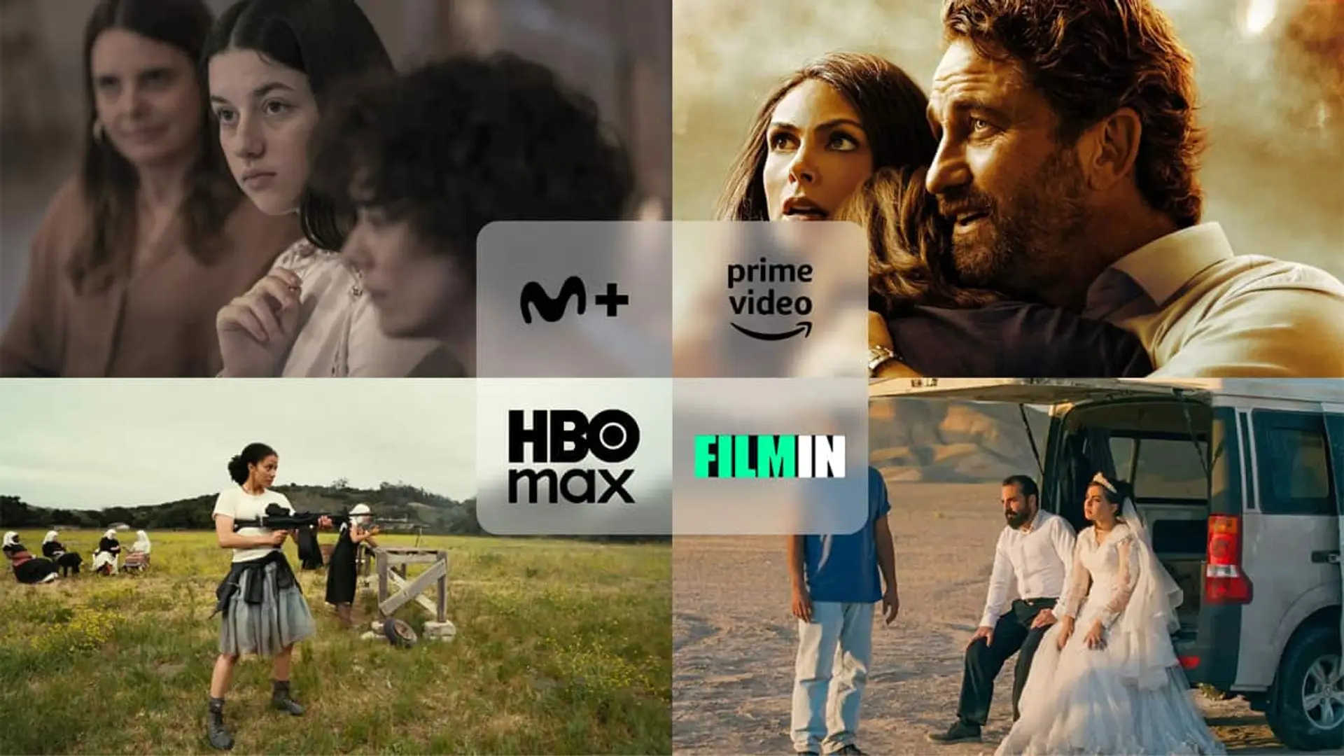 Montaje con escenas de Los Domingos, Una batalla tras otra, Greenland y Un simple accidente