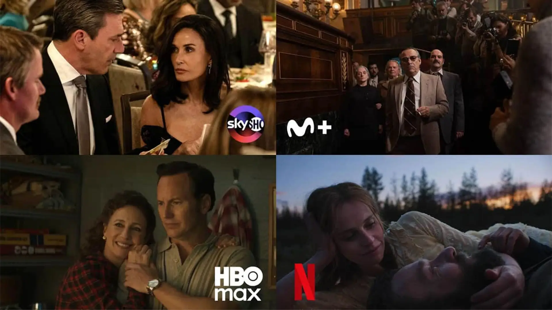 Estrenos en Netflix, Disney+, Prime Video, HBO Max y Movistar Plus+ del 17 al 23 de noviembre Collage con los estrenos de streaming Sueños de trenes (Netflix), Expediente Warren (HBO Max), Anatomía de un instante (Movistar Plus+) y Landman (SkyShowtime).