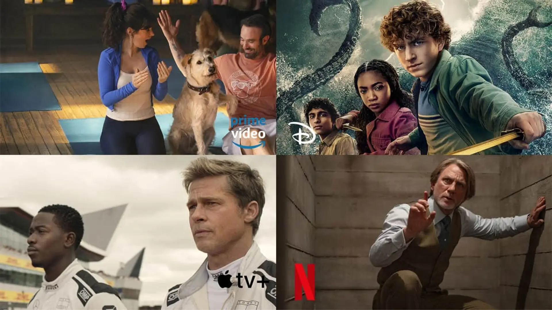 Estrenos en Netflix, Disney+, Prime Video, HBO Max y Movistar Plus+ del 8 al 14 de diciembre Collage con los estrenos de streaming Puñales por la espalda: De entre los muertos (Netflix), Merv (Prime Video), F1: La película (Apple TV) y Percy Jackson y los dioses del Olimpo (Disney+).