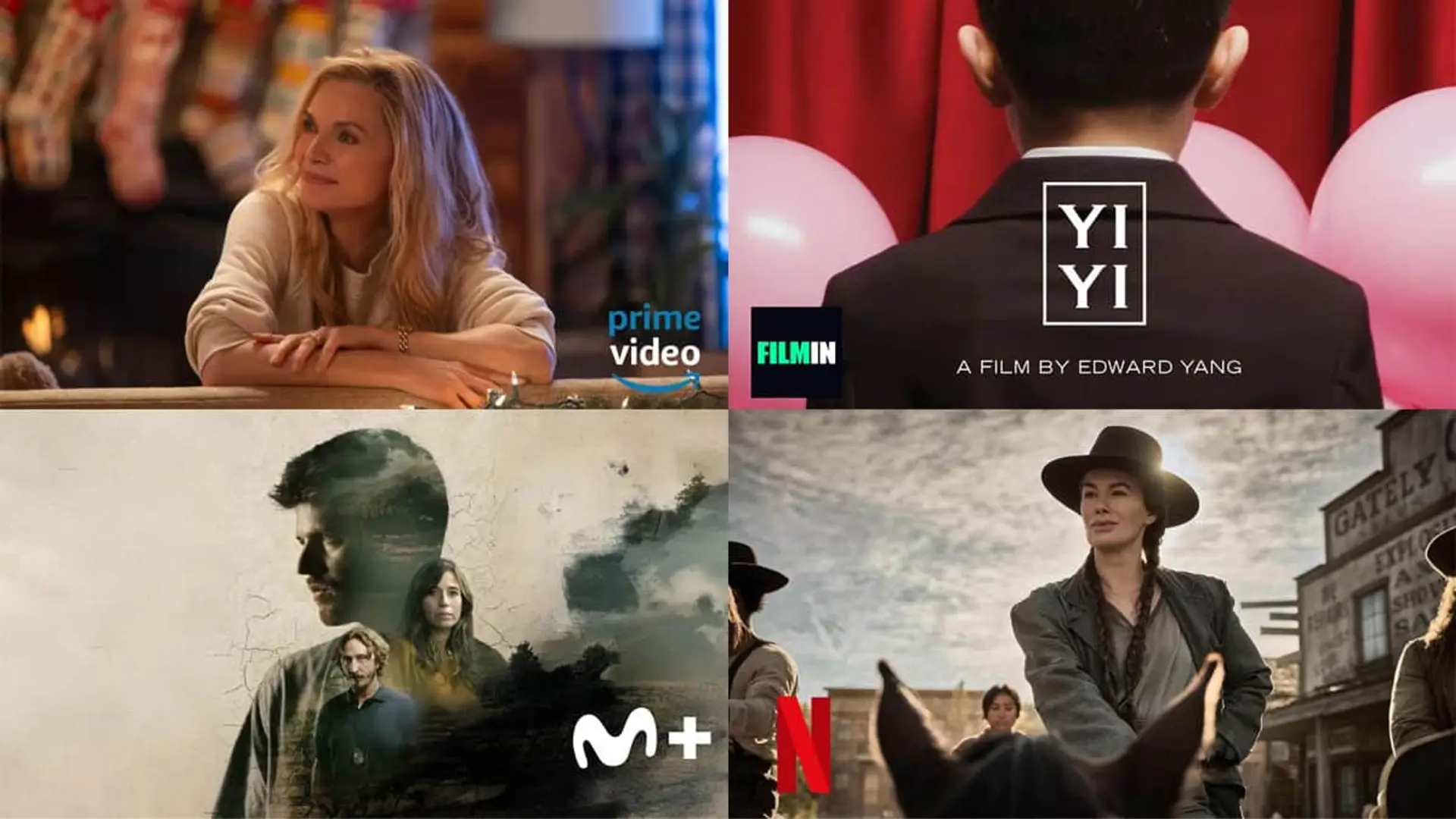 Estrenos de fin de semana en Netflix, Prime Video, HBO Max, Movistar Plus+ y Disney+: qué ver del 5 al 7 de diciembre Collage con los estrenos de fin de semana Los Abandonados (Netflix), Terra Alta (Movistar Plus+), Oh What Fun (Prime Video) y Yi Yi (Filmin).
