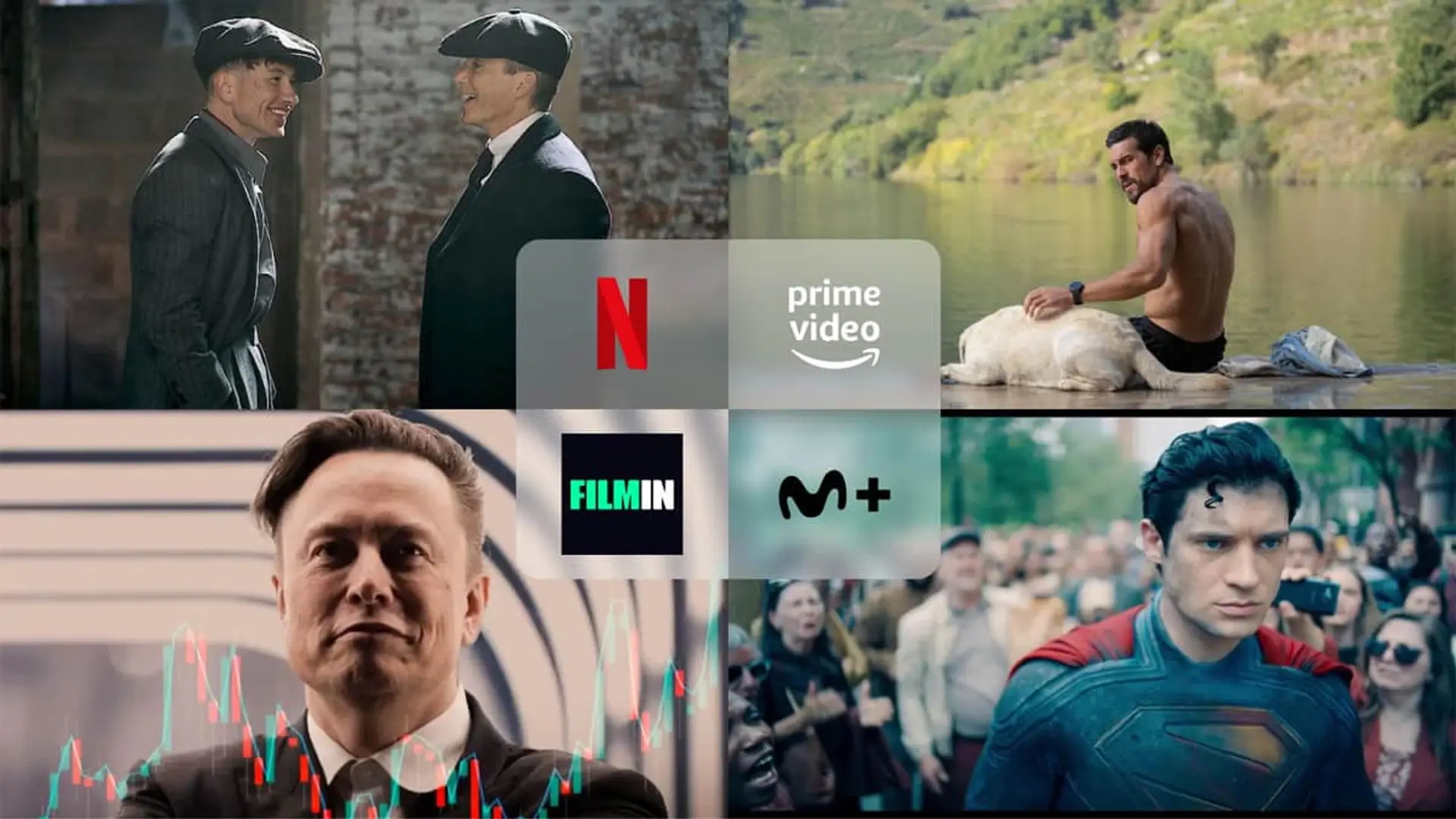 Estrenos de fin de semana en Netflix, HBO Max, Movistar Plus+, Prime Video y Disney+: qué ver del 20 al 22 de marzo Collage con estrenos Peaky Blinders (Netflix), Zeta (Prime Video), Superman (Movistar Plus+) y Elon Musk al descubierto (Filmin).
