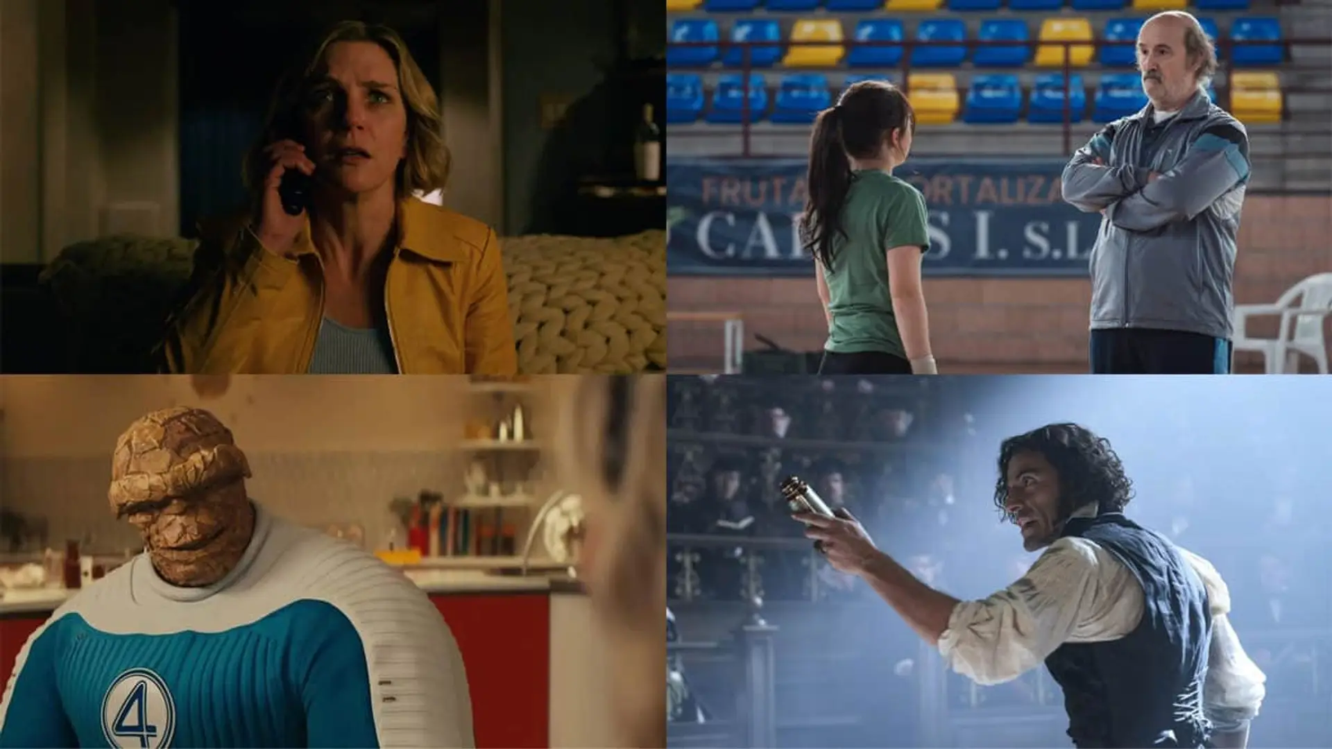 Collage con los estrenos de streaming Pluribus (Apple TV), Yakarta (Movistar+), Los 4 Fantásticos (Disney+) y Frankenstein (Netflix).