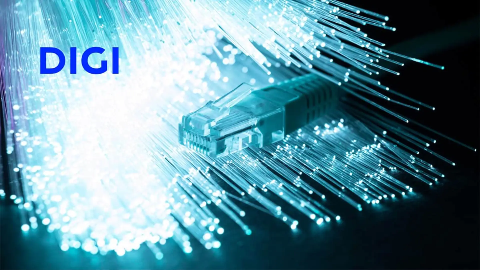 DIGI lleva su fibra de 10 Gbps a Canarias y Baleares: así aprieta a Movistar y Orange en las islas Logo de DIGI junto a un cable de fibra óptica iluminado, simbolizando su alianza en conectividad.