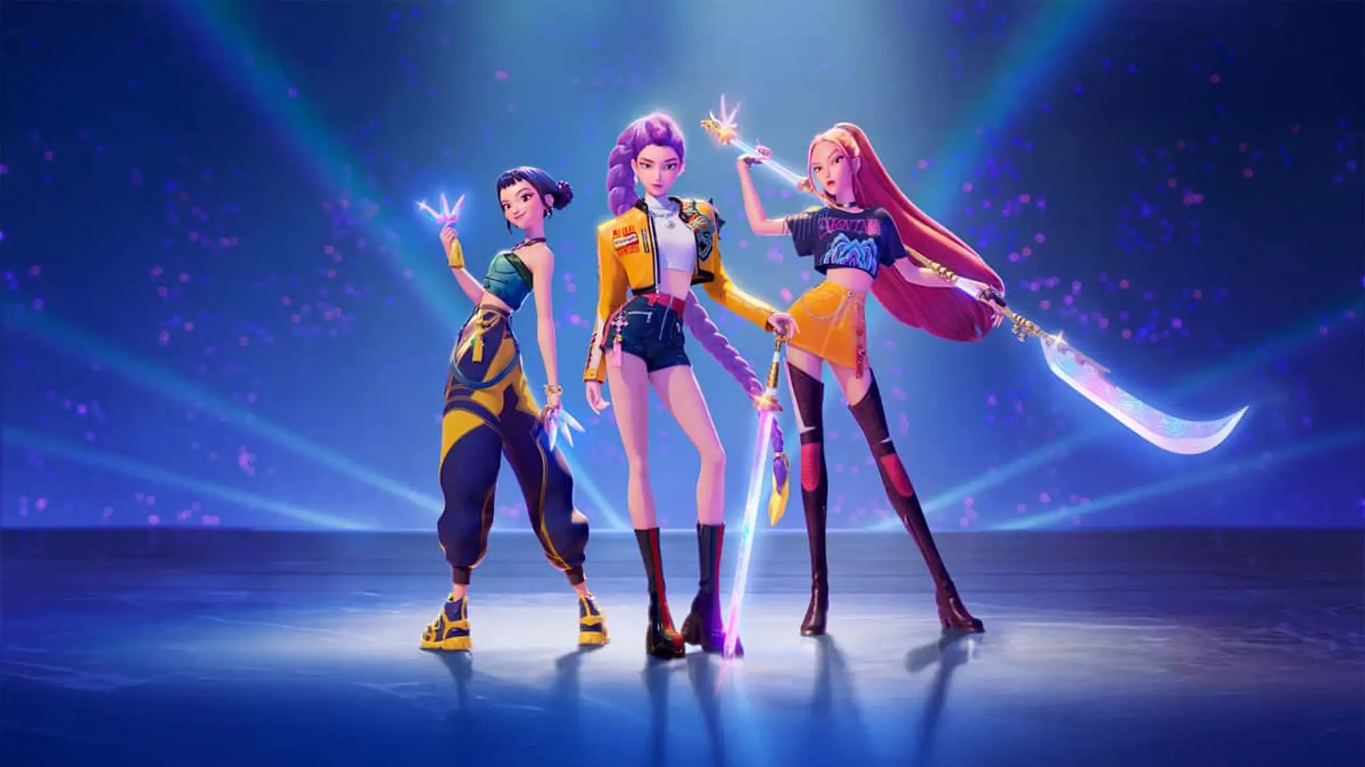 Las guerreras K-Pop saltan de Netflix al cine: ¿cambio de planes en la plataforma? Las integrantes del grupo de K-Pop en un escenario.