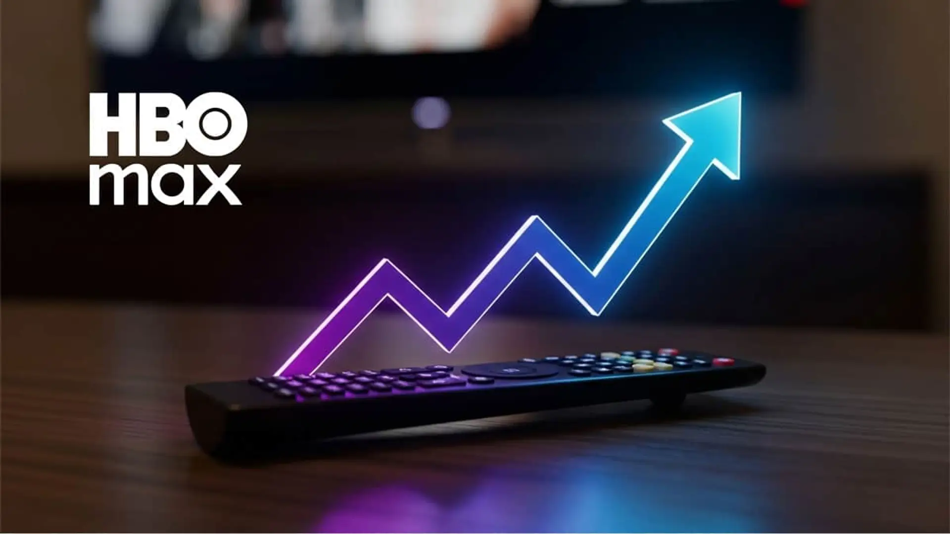 ¿Nueva subida de precios en HBO Max España? El último movimiento en EEUU nos da pistas Logo de HBO Max y un gráfico ascendente sobre un mando a distancia.