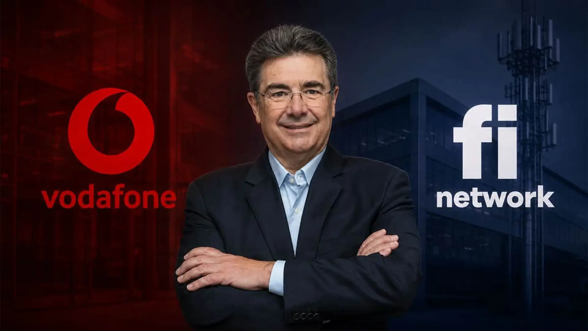 Hasta 23 años de cárcel: esto es lo que arriesga en teoría el CEO de Vodafone España en el caso Finetwork El directivo de telecomunicaciones José Miguel García entre los logotipos de Vodafone y Fi Network ante una sede corporativa.
