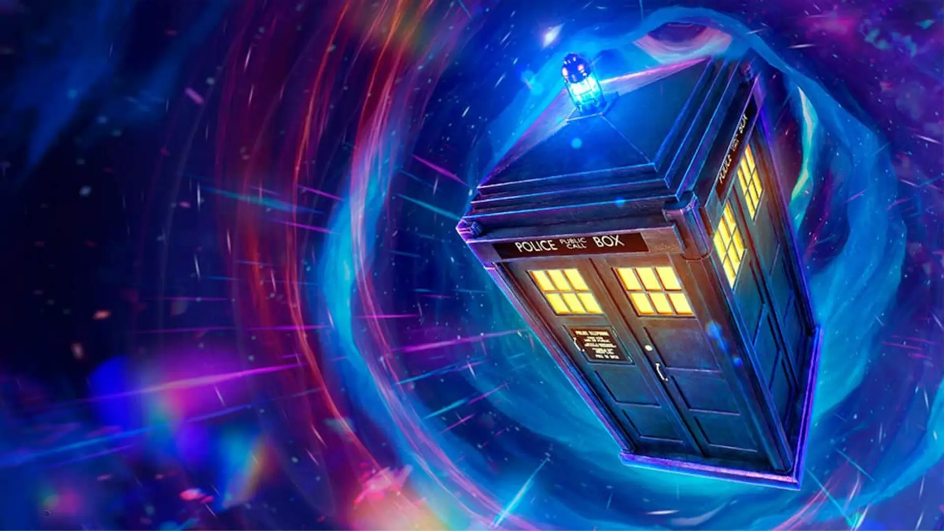 Futuro incierto para Doctor Who: Disney+ pone fin a su acuerdo con la BBC La TARDIS, la nave espacial y temporal de Doctor Who, viajando a través de un vórtice de colores.