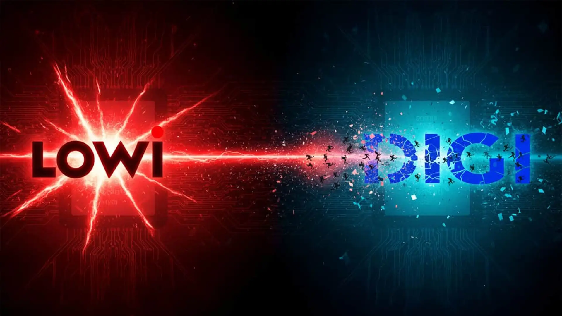 Comparativa visual de Lowi frente a Digi en una batalla por conseguir más clientes.
