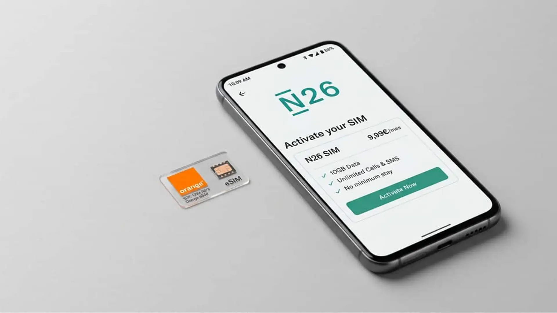 N26 ya no es solo un banco: estrena tarifa móvil ilimitada por 10 euros y le gana el pulso a Revolut Móvil con la pantalla de activación de N26 SIM junto a una tarjeta eSIM de Orange