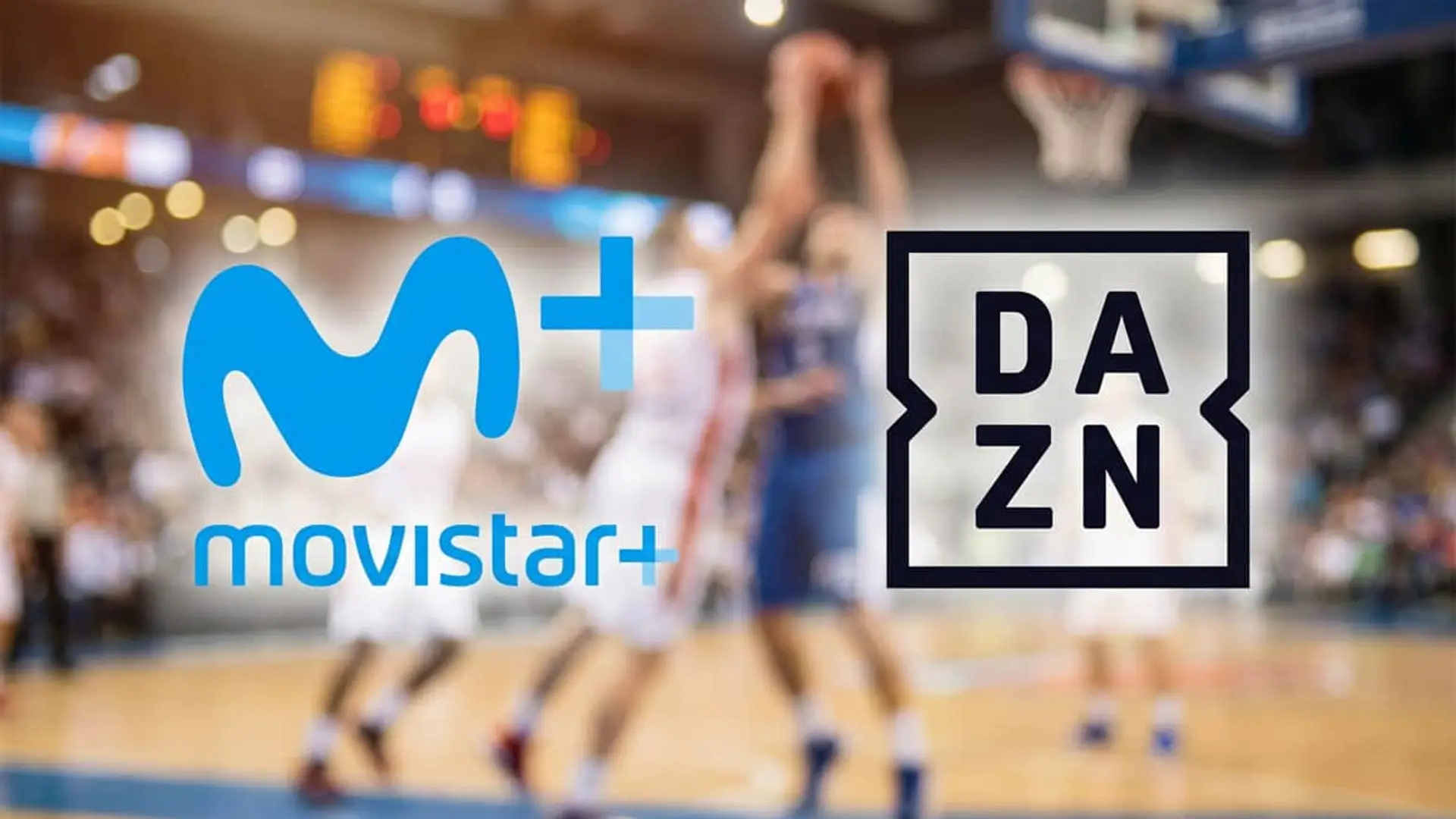 Movistar Plus+ ya permite ver NBA, Liga Endesa y NFL desde la app de DAZN: ¿qué ventajas tiene? Logos de Movistar Plus y DAZN sobre un fondo de baloncesto para ver deportes en streaming.