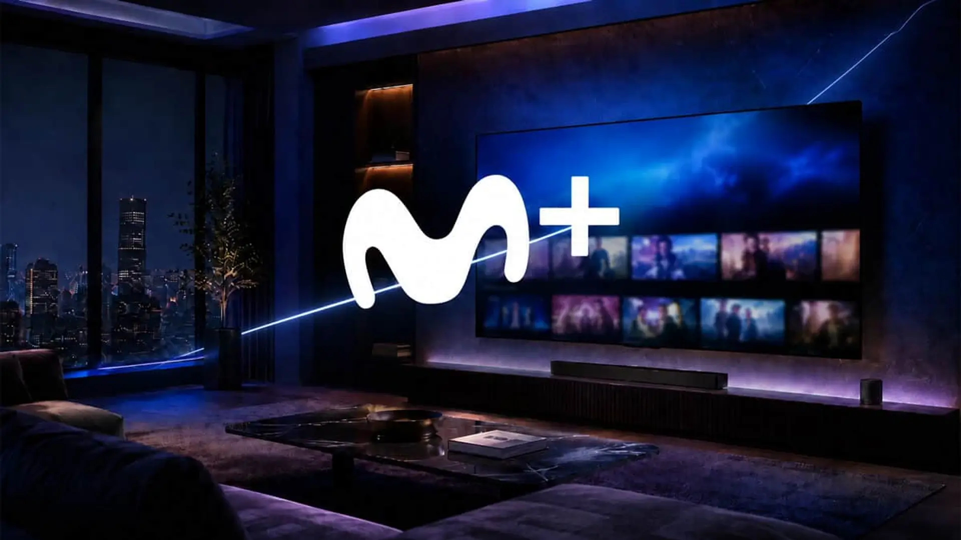 Movistar Plus encadena doce trimestres de crecimiento y se acerca a los 4 millones de clientes Movistar Plus+ en una Smart TV dentro de un salón moderno con entretenimiento en streaming.