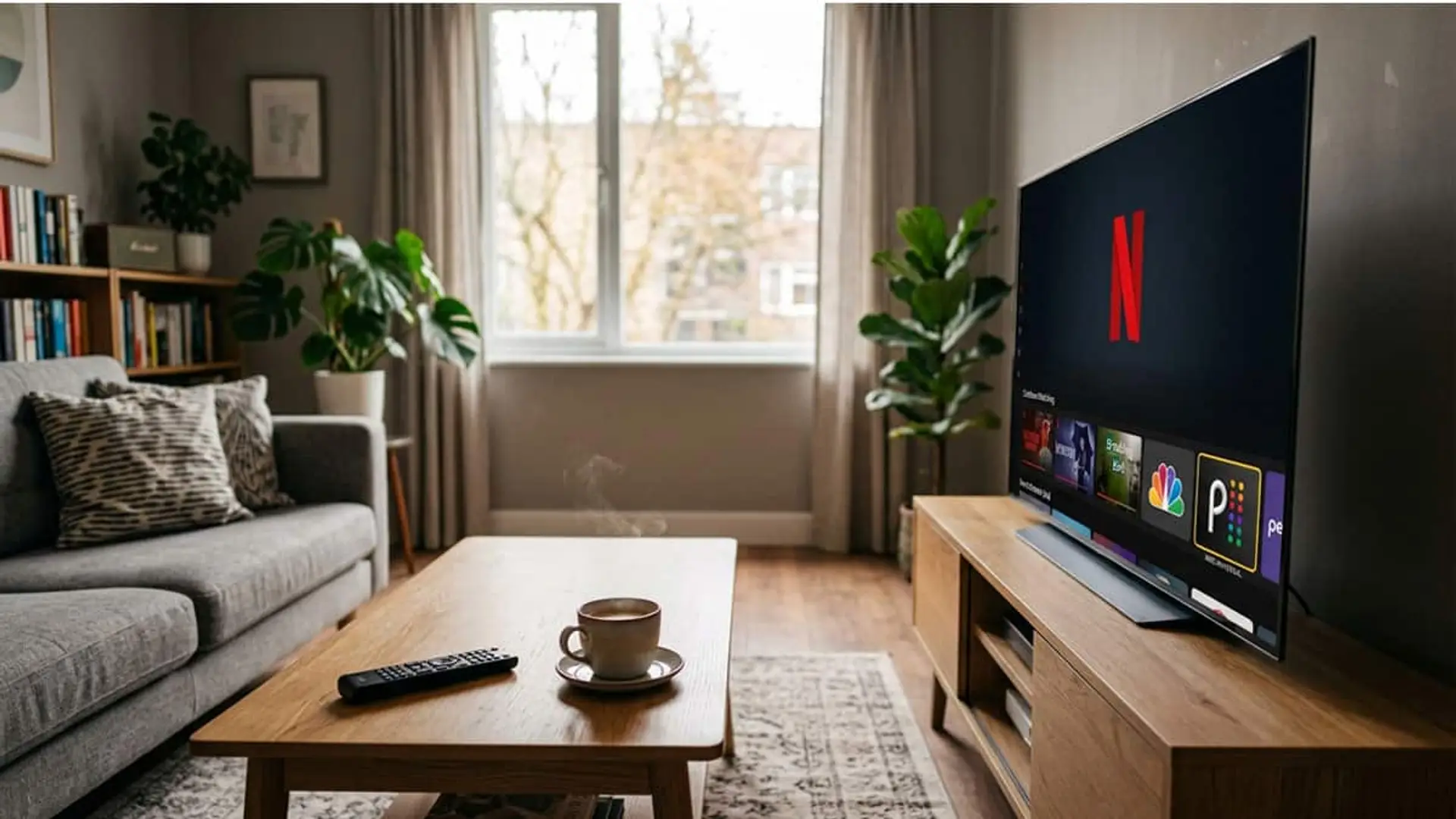 Netflix baraja tres cambios para frenar el desinterés de sus suscriptores Televisión con Netflix y varios canales en directo en pantalla dentro de un salón