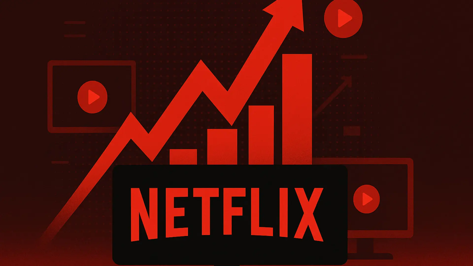Netflix encarece sus tarifas en España y elimina el plan más asequible Logo de Netflix sobre un gráfico ascendente rojo que simboliza el crecimiento de suscriptores y el éxito de la plataforma.