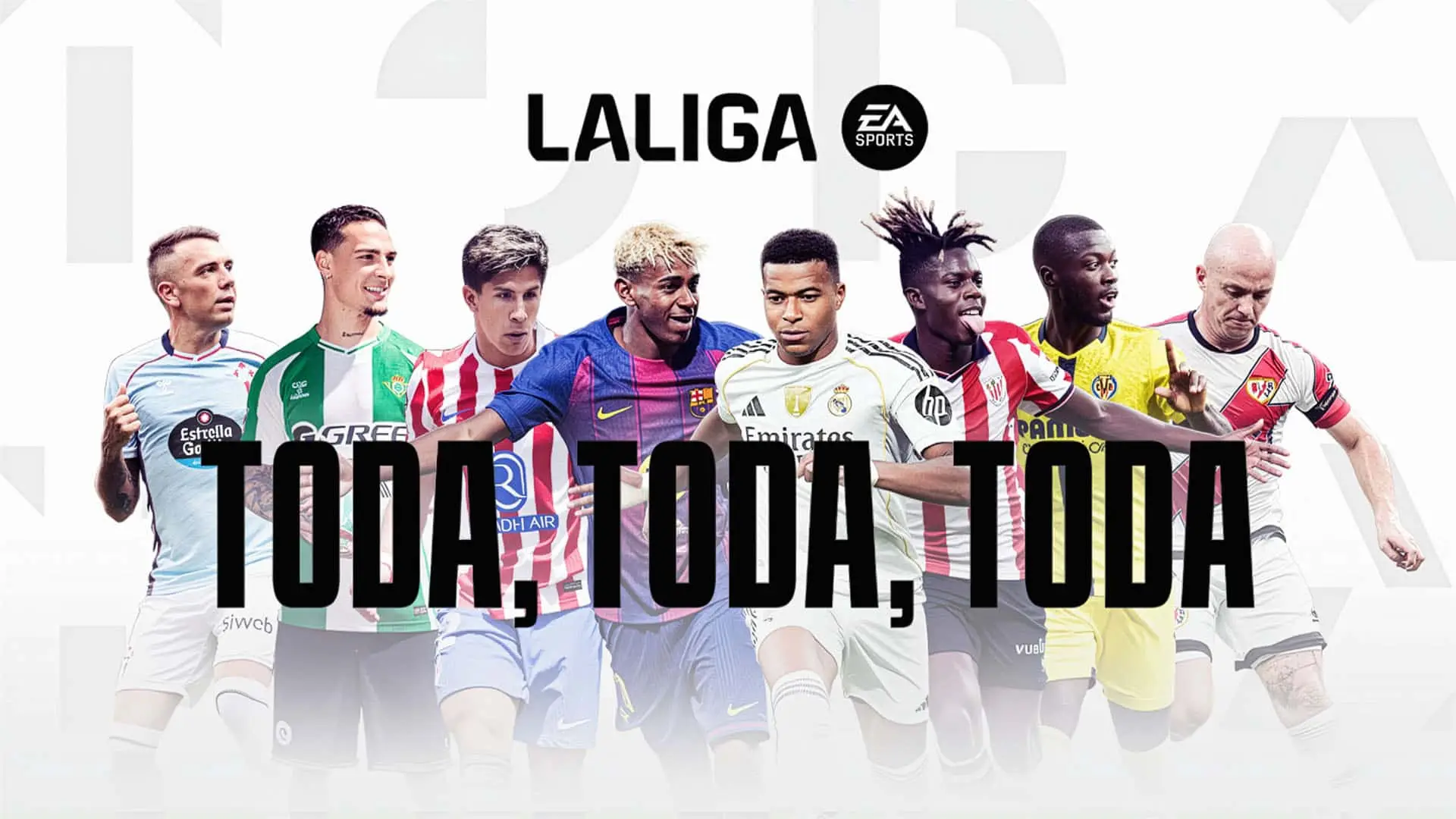 Imagen promocional con el logo de LaLiga EA Sports y un collage de jugadores.