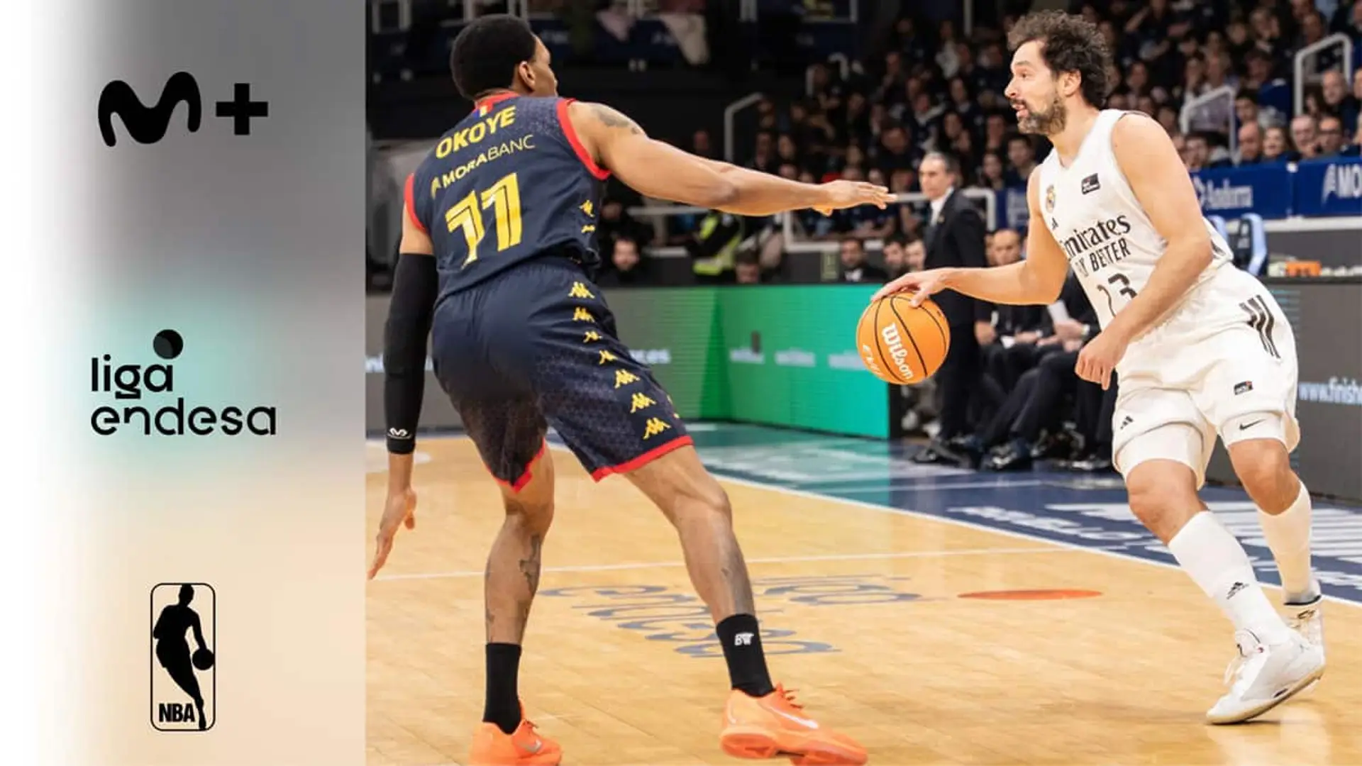 Ni NBA ni ACB: el gran chasco de la OTT Movistar Plus+ con el baloncesto solo te dejará ver esta competición Partido de baloncesto de la ACB entre Real Madrid y Andorra con logos de Movistar Plus+, Liga Endesa y NBA