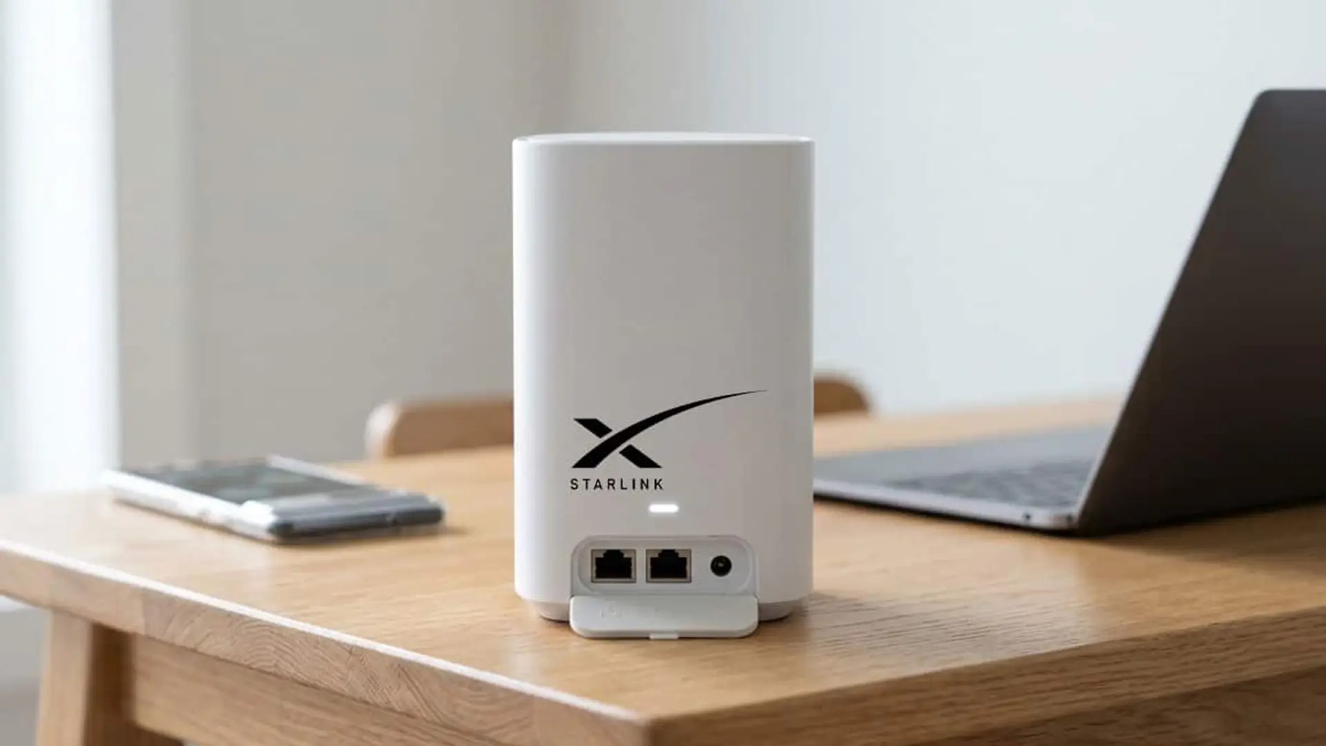 Starlink regala el Router 4 con WiFi 7 a ciertos clientes antes incluso de ponerlo a la venta Router de Starlink sobre una mesa junto a un ordenador portátil y un teléfono móvil