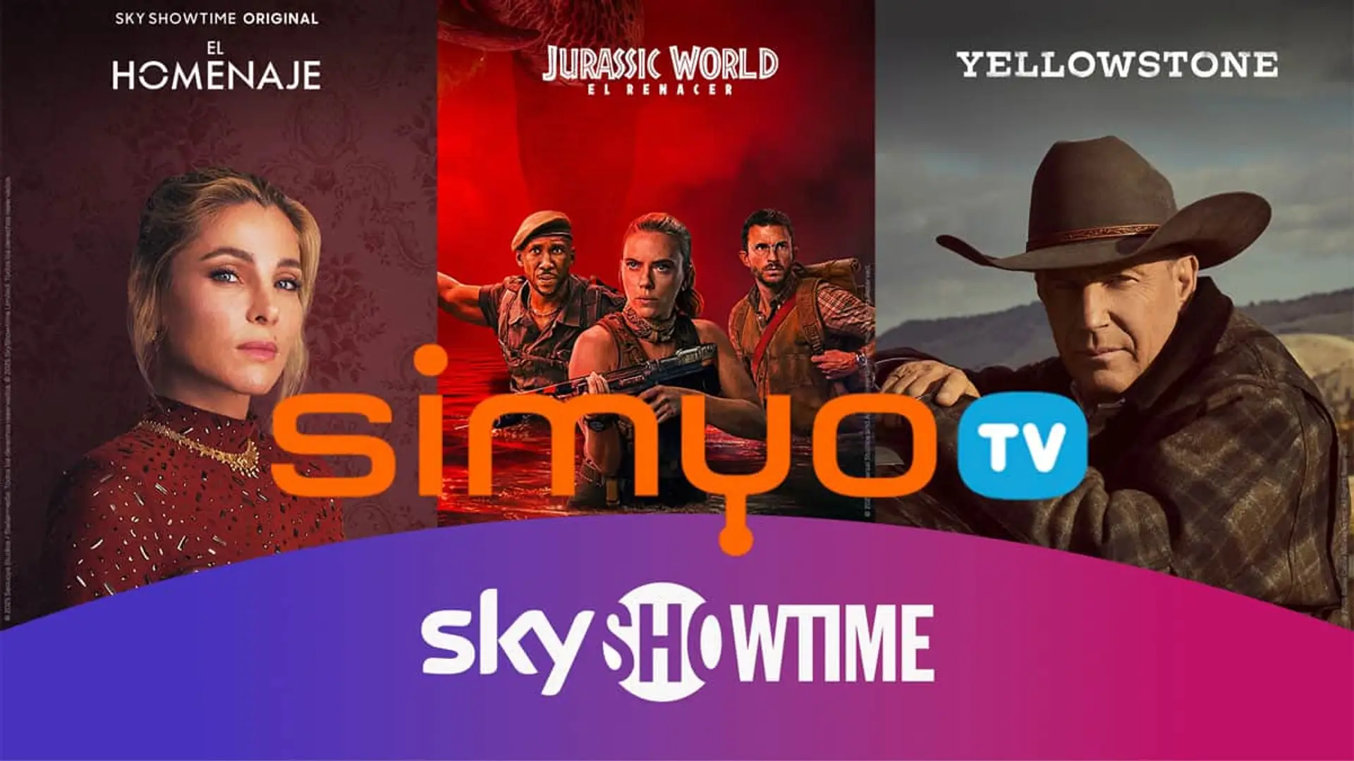 Simyo TV con SkyShowtime: series como Yellowstone, Jurassic World y El Homenaje disponibles en streaming.