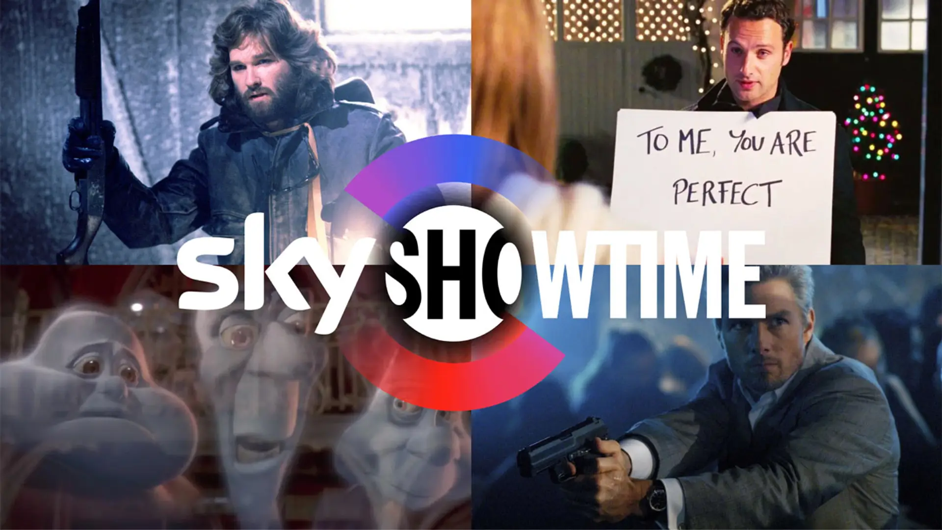 SkyShowtime elimina más de 50 películas en marzo, de Casper a Love Actually: últimos días para verlas Collage de películas La Cosa, Casper, Colaterla y Love Actually, con el logo de SkyShowtime sobreimpresionado.