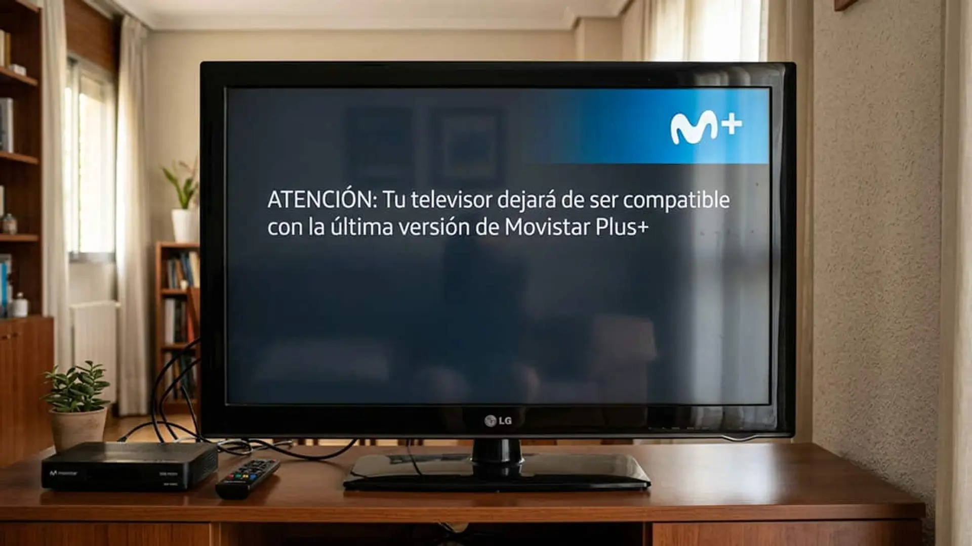 Tu Smart TV puede quedarse sin Movistar Plus+ en abril: estos son los modelos afectados Televisor mostrando mensaje de incompatibilidad con la última versión de Movistar Plus+.
