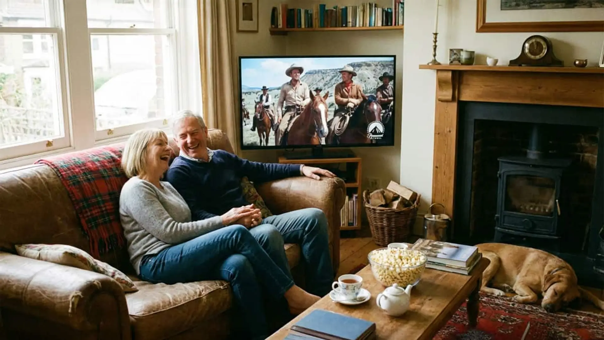 Paramount Network desaparece de Movistar, Orange y Vodafone: el adiós es total Una pareja cercana a la tercera edad viendo una película en Paramount Network y sonriendo.