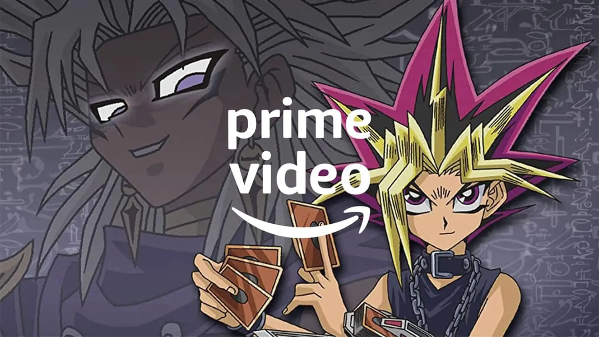 Yugi y Bakura en una imagen de Yu-Gi-Oh con el logotipo de Prime Video sobreimpreso