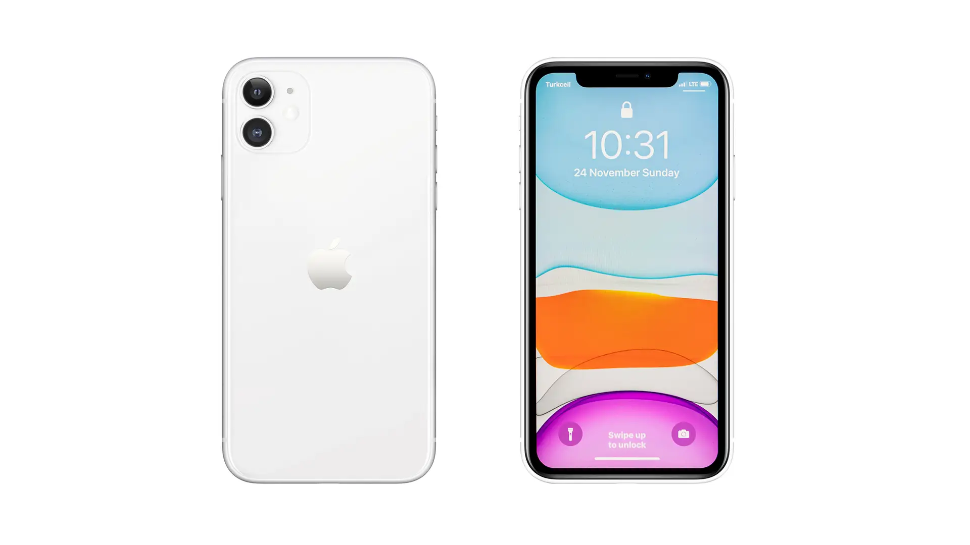Teléfono iphone 11 vista frontal y trasera Teléfono iphone 11 vista frontal y trasera