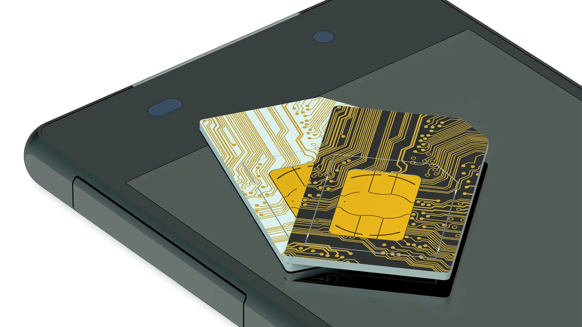 Teléfono con tarjetas sim representa multisim Teléfono con tarjetas sim representa multisim