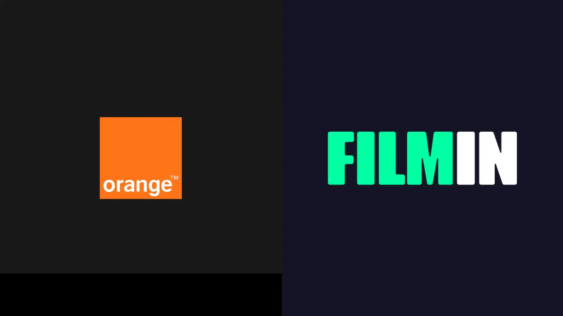 Logos de la operadora Orange y la plataforma de cine Filmin, mostrando su acuerdo de colaboración.