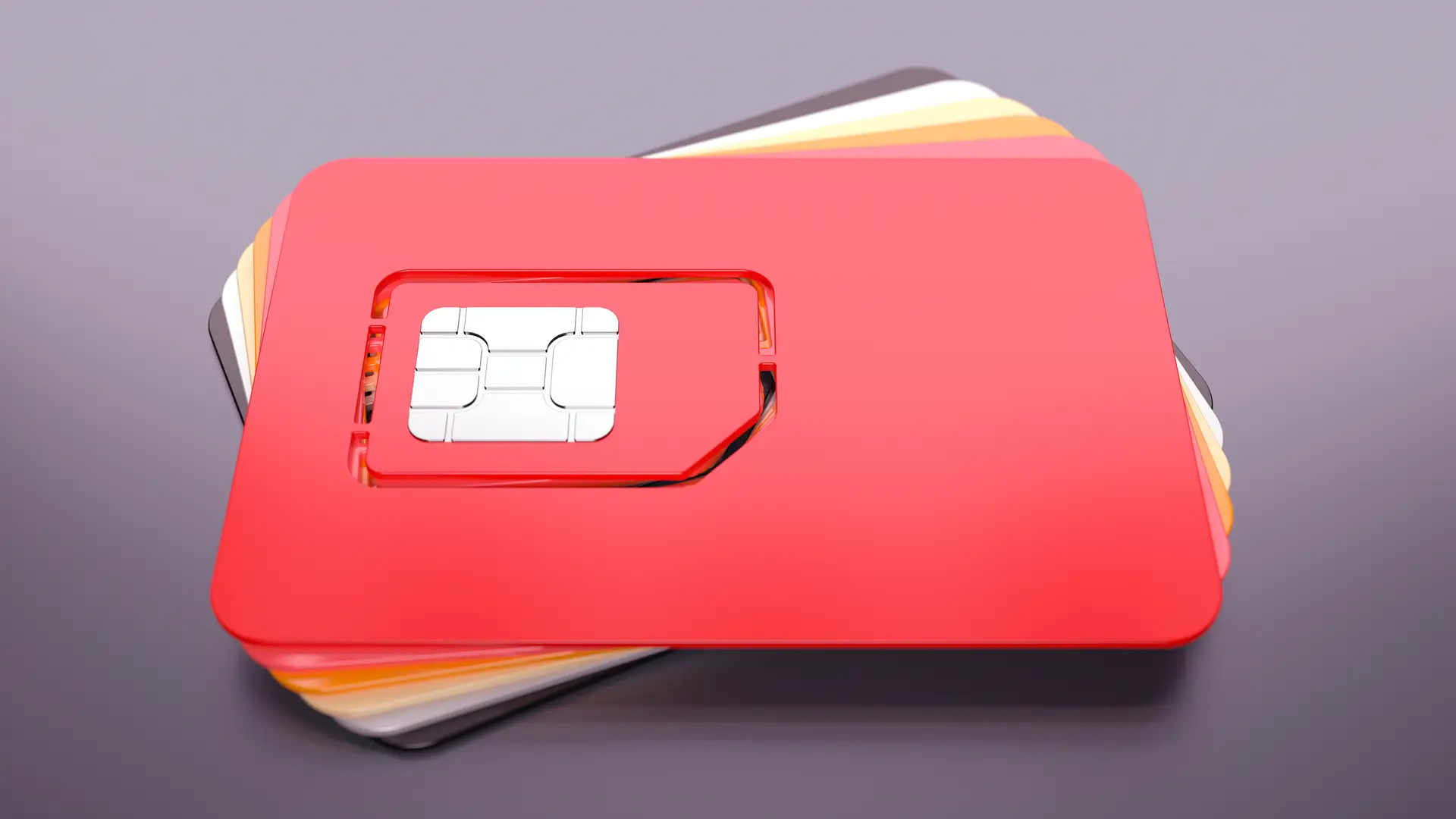 Tarjeta sim roja y de otros colores simboliza tramites para duplicado sim Tarjeta sim roja y de otros colores simboliza tramites para duplicado sim