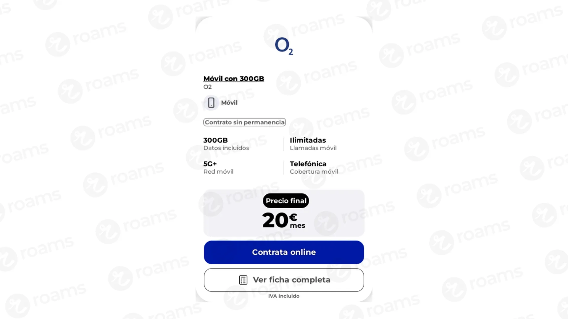 O2 Mobile Plan Chart Móvil con 300GB | O2