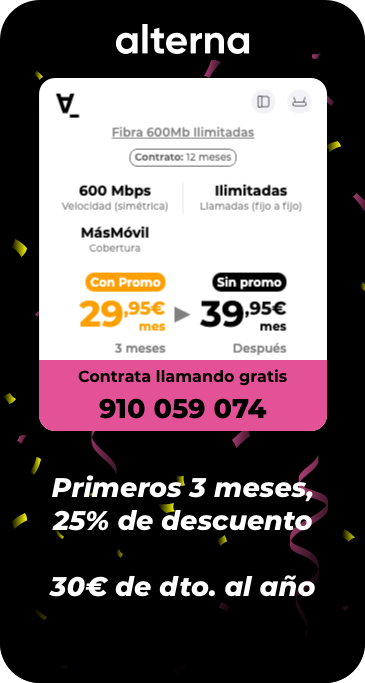 Promoción Alterna Fibra 600Mb Ilimitadas